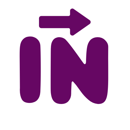 text reading "IN" with an arrow pointing right