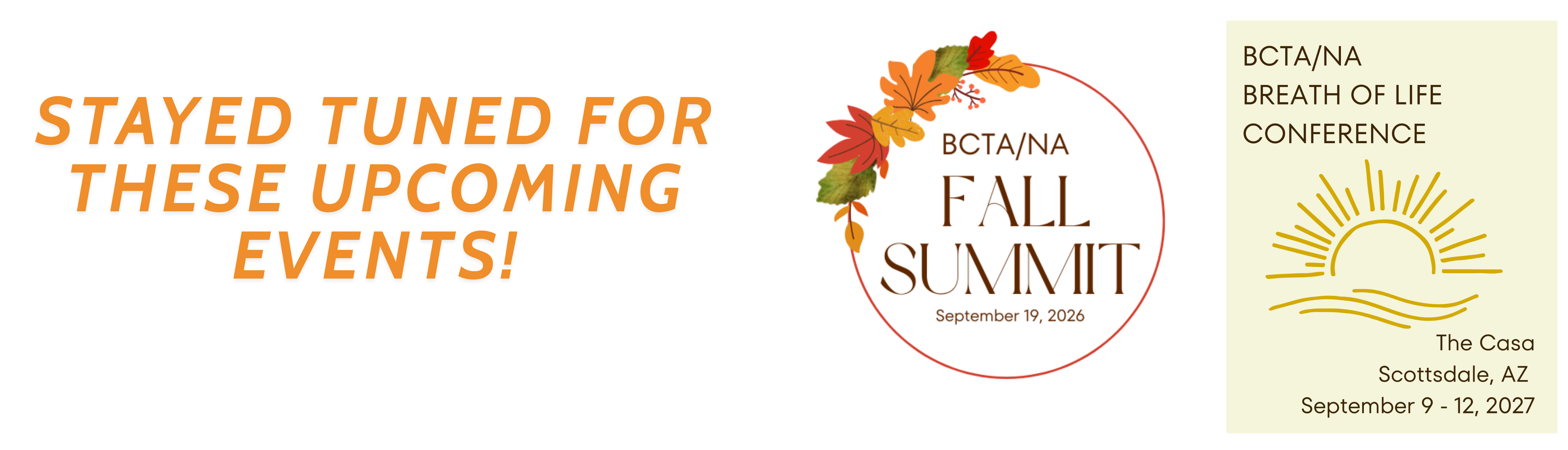 upcoming events inculde fall 2026 summitt and 2027 BOL Conference