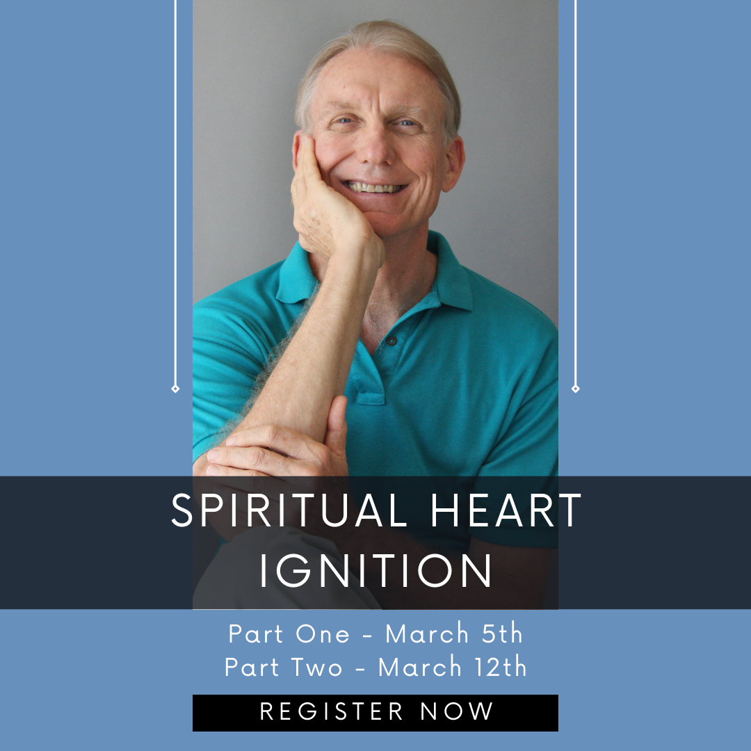 Image of Dr Michael Shea listing course title "Spiritual Heart Ignition" and text Register Now